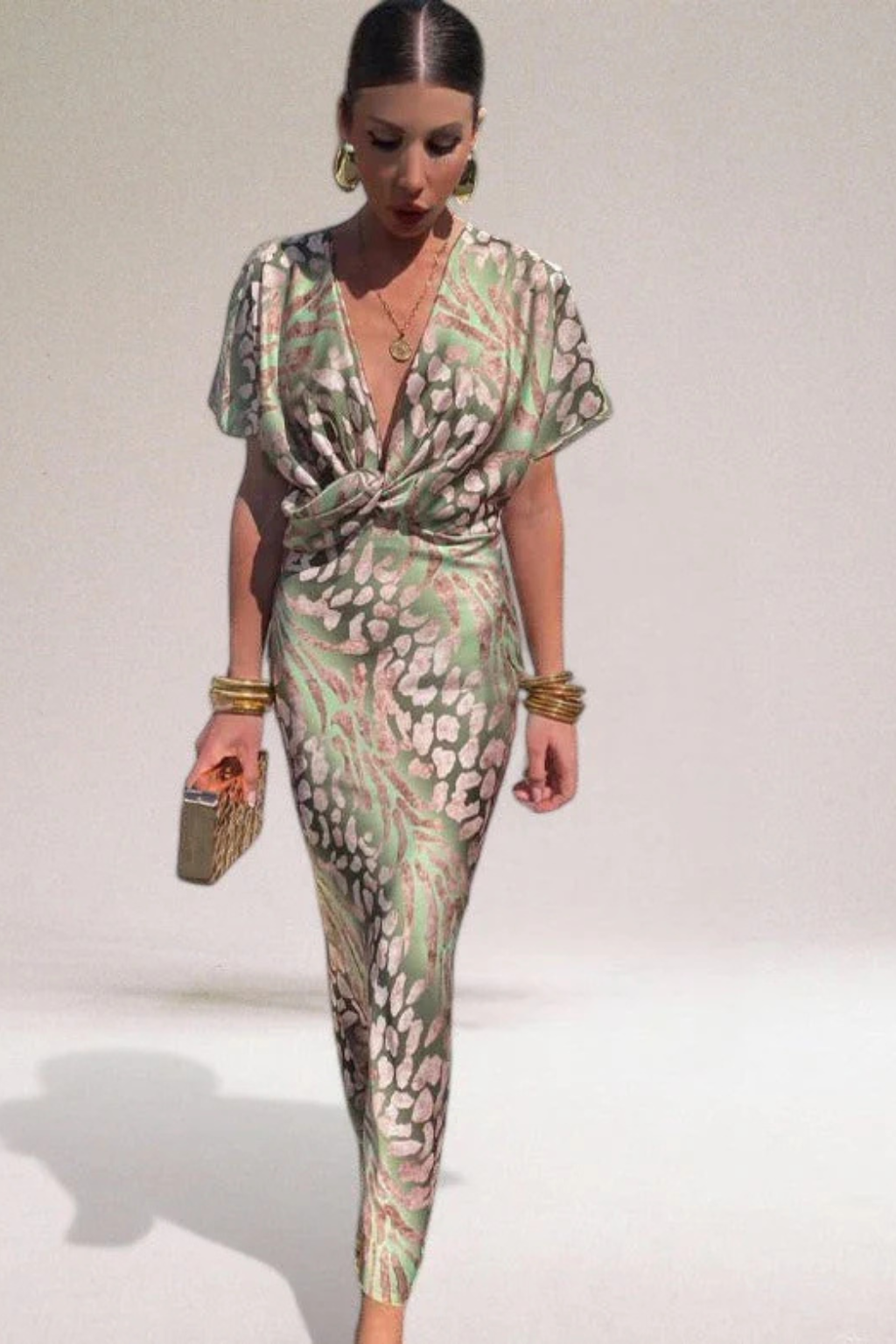 Elara | Women Twisted V Neck Summer Maxi Dress