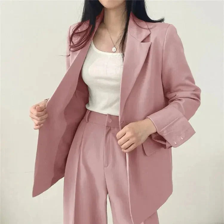 Women’s Tailored Blazer and Wide Leg Trouser Suit Set